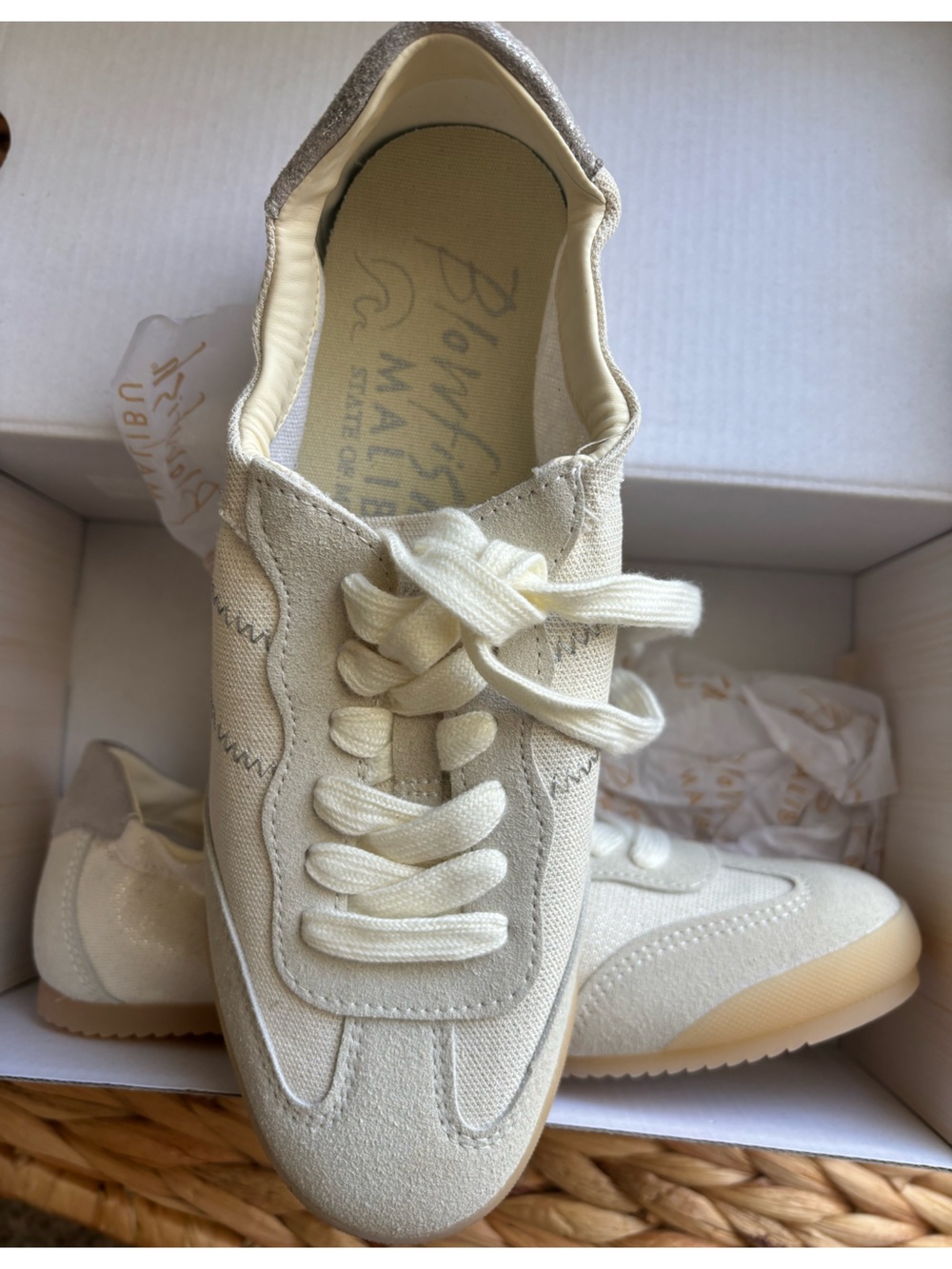 NIB Blowfish Malibu Women's Neutral Canvas Sneaker - Glitter White/Cream - Picture 7 of 11